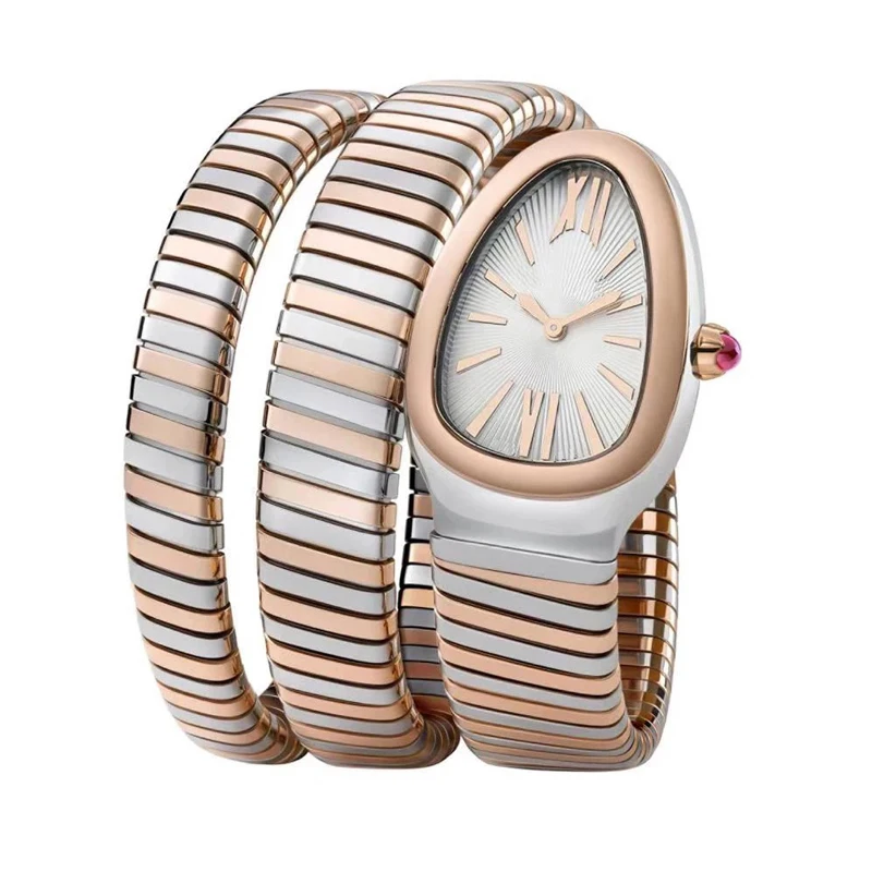 

2021 New Women Watch Snake Bangle Silver Rose Gold Long Bracelet White Rome Japanese Quartz Stainless Steel Sapphire Wristwatch