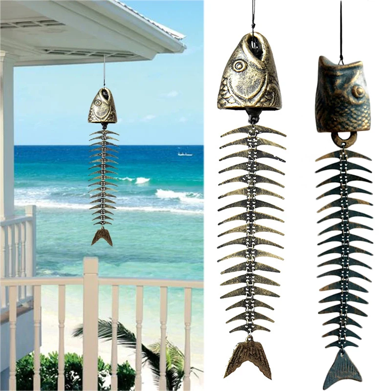 

Fishbones Wind Chimes Classic Retro Fish Bone Wind Chimes Ornaments Metal Wind Chimes Garden Living Room Balcony Decor T