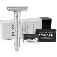 qshave adjustable safety razor with magnetic cover 1 razor 1 protective case 5 blades