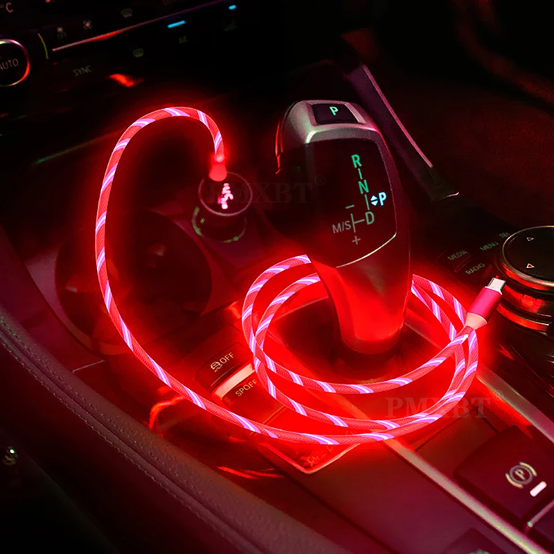 Светящийся кабель со светодиодной подсветкой 3A Быстрый зарядный Micro Тип USB C