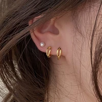 cute lovely geometric small mini round hoop shaped buckle gold earrings for women charms korean style ear jewelry gift