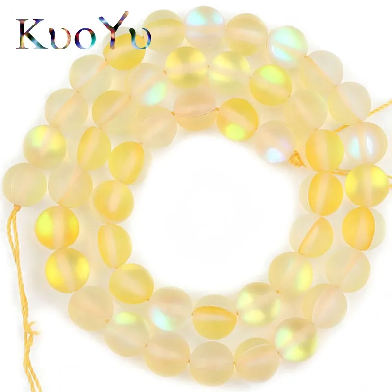 Матовый желтый австрийский хрусталь AB круглые блестящие бусины с лунным камнем