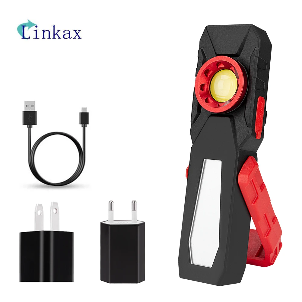 

Портативный светодиодный рабочий светильник COB, USB-зарядка, фонарь для осмотра, магнитный фонарь с крючком для кемпинга, Мобильный Внешний а...