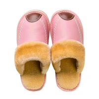 new women fur slippers leather waterproof flats couple bedroom slides indoor comfort unisex cotton shoes