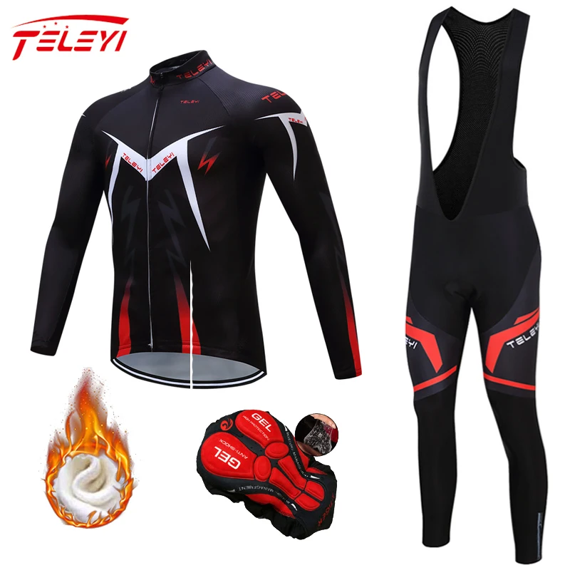 Velo de Inverno Teleyi Conjunto Camisa Ciclismo Mountian Bicicleta Roupas Wear Ropa Corrida Pro