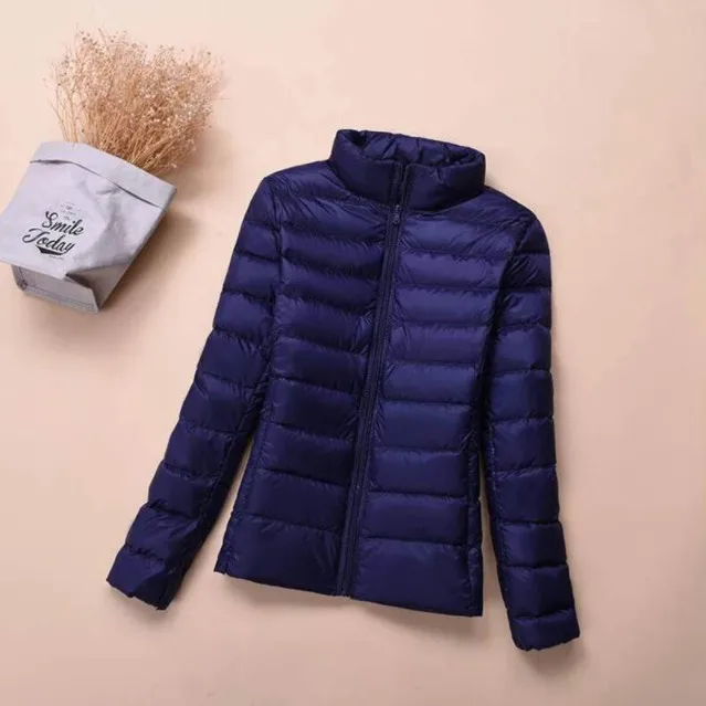 

Light down jacket women's short standing collar hooded Korean slim fit autumn winter oversized coat anti season