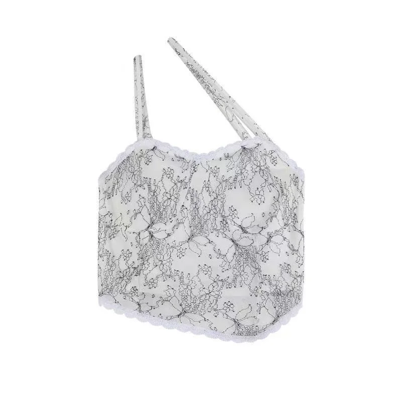 

2021 summer halter vest inside and outside to wear undercoat design sense small number of hot girls lace white blouse women