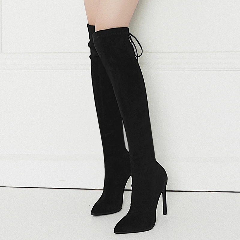 ENMAYER/ботфорты с острым носком из флока эластичным ремешком для верховой езды