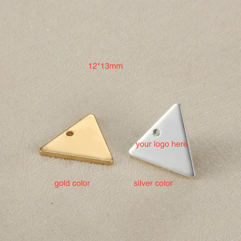 

50pcs 12*13mm Custom Charm Metal Charms High Quality Stainless Steel Small Triangle Engrave Customized Geometric