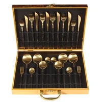 golden forks and spoon set 304 stainless steel cutlery set 24 piece knives and forks dinning table set bento kitchen accessories