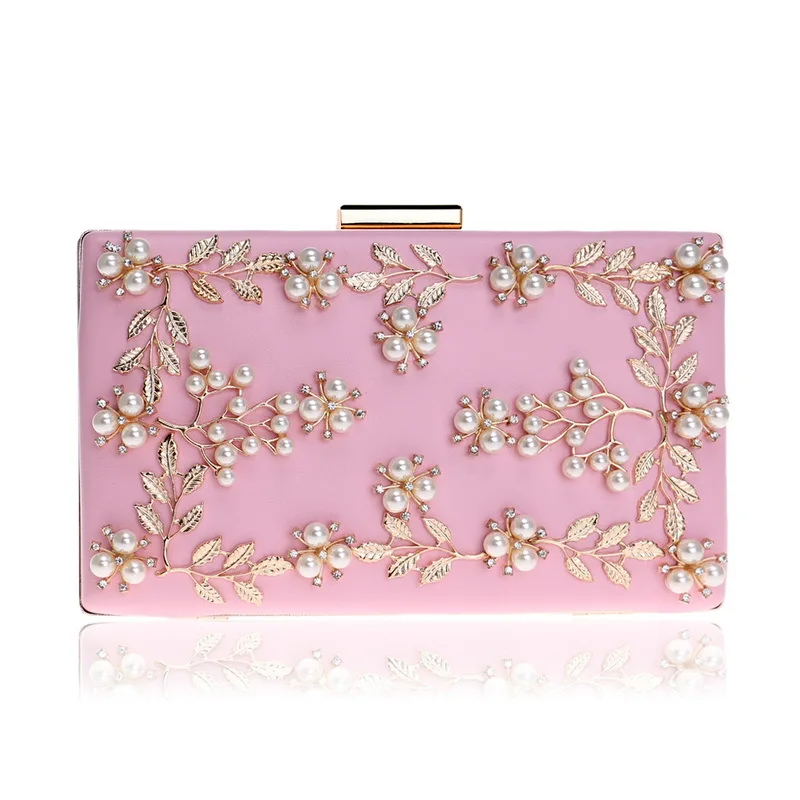 

Fashion Floral Luxury Dinner Bag for Women European and American Party Banquet Pearl Clutch Shoulder Bags