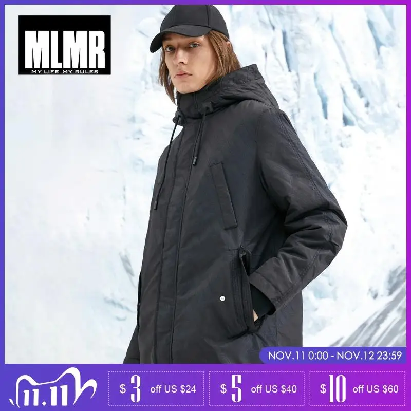 Мужское хлопковое пальто средней длины с капюшоном и воротником стойкой|Мужские