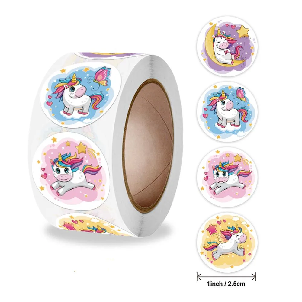 2021New Sticker Animals Reward Sticker for Kids Cute Pattern School Teacher Supplies 500pcs/roll 1 Inch Kawaii Encourage Sticker