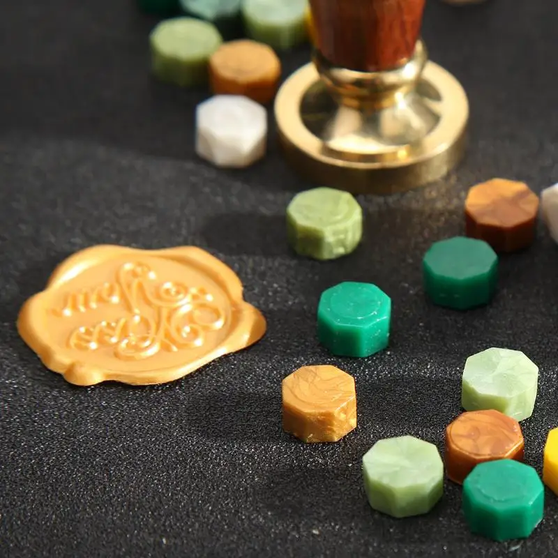 100 шт. винтажный восьмиугольный восковой штамп с зернистой текстурой женские