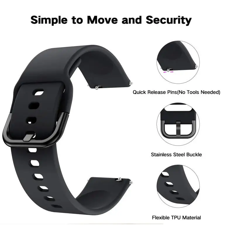 20/22mm Silicone Bracelet for Samsung Galaxy Watch 46mm Watchband Active 2 44mm strap for Galaxy Watch 3 45mm/Gear S3 Accessorie