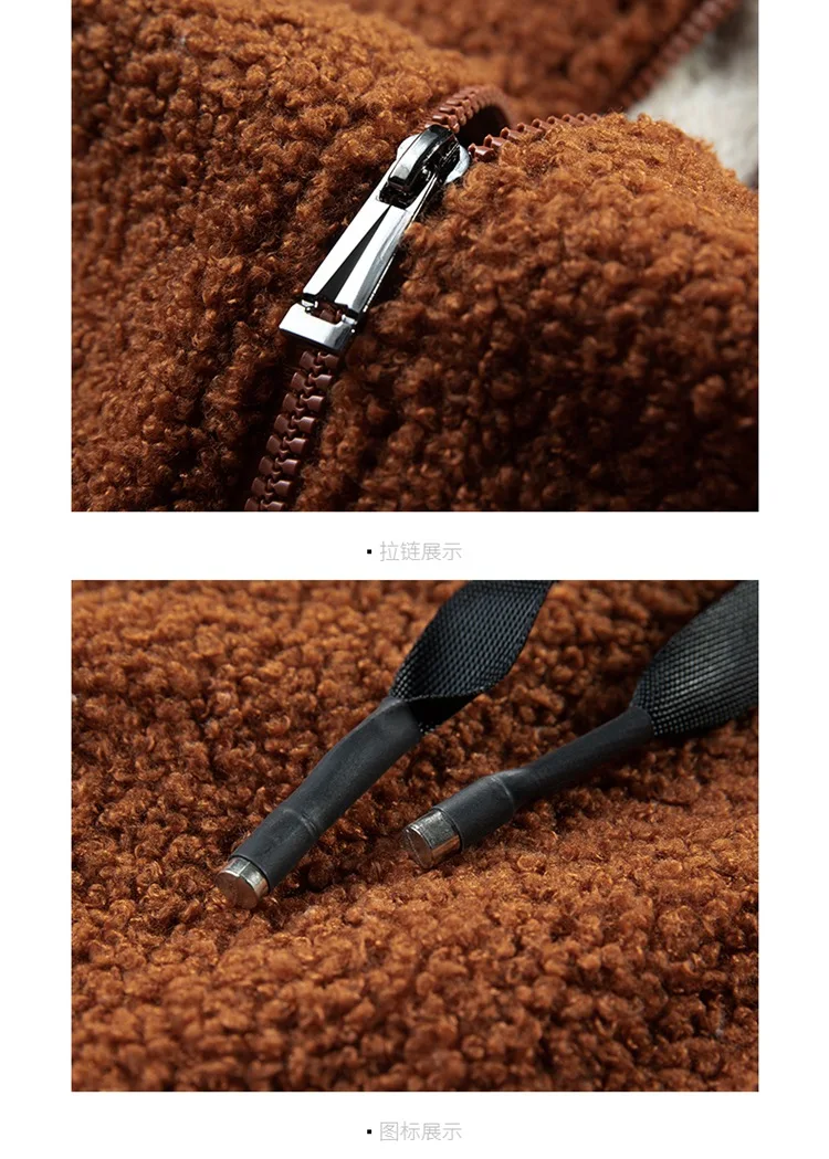 

Fleece Jacket Men's Autumn Winter Brushed Thick New Style Teddy Velvet Lambskin Sweater Large Size 8XL Men Clothing