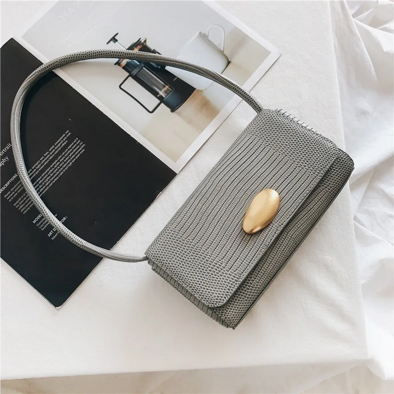 

New Layd Real Crocodile Design Leather Armpit Bag Trendy Vintage Cowhide Shoulder Crossbody Bag Genuine Women Handbag