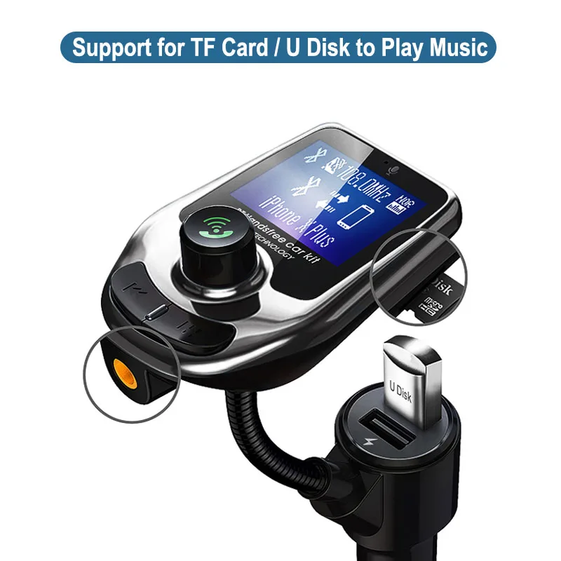 D4 V5.0 Fm радио Автомобильный MP3 плеер Bluetooth с большим экраном Поддержка Mp3 Wav