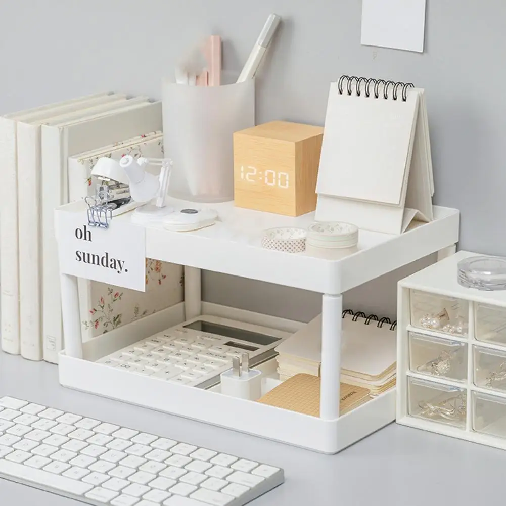 

Useful Excellent Double-layer Desktop Storage Rack Plastic Storage Shelf Creative for Dorm