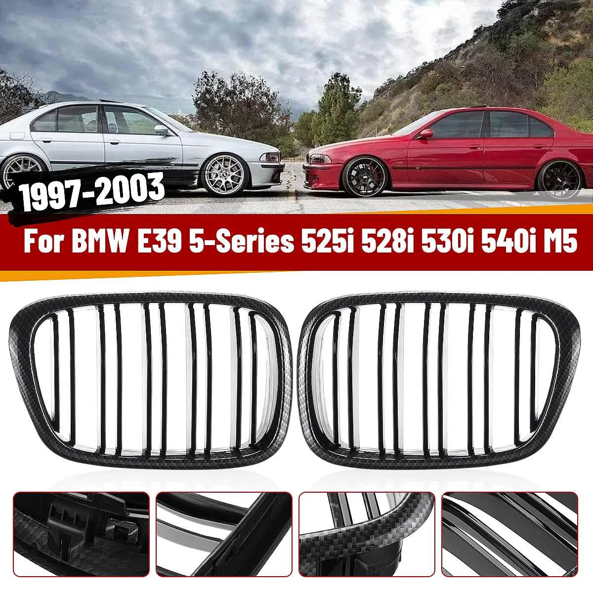 

Глянцевая черная сменная решетка для радиатора BMW E39 5 серии M3 1997 1998 1999 2000 2001 2002 2003