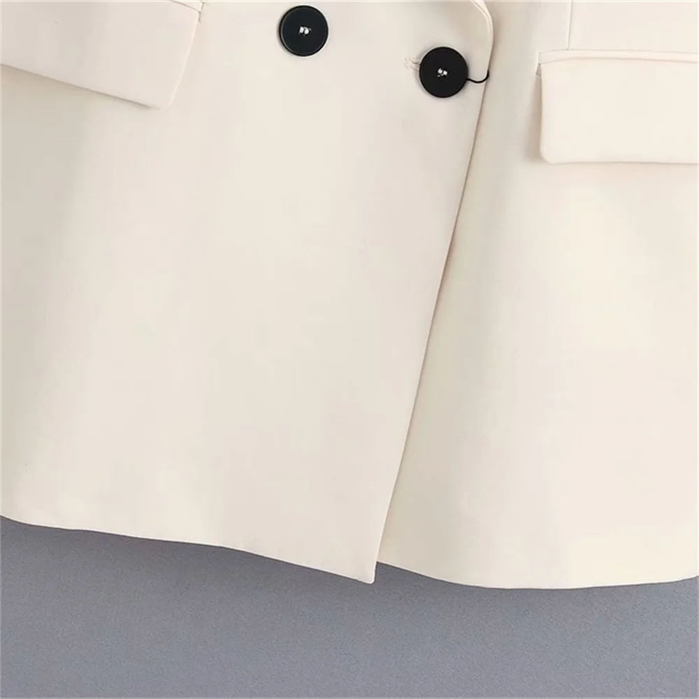 

2020 summer women's new wild solid color simple lapel double-breasted loose mid-length vest blazer