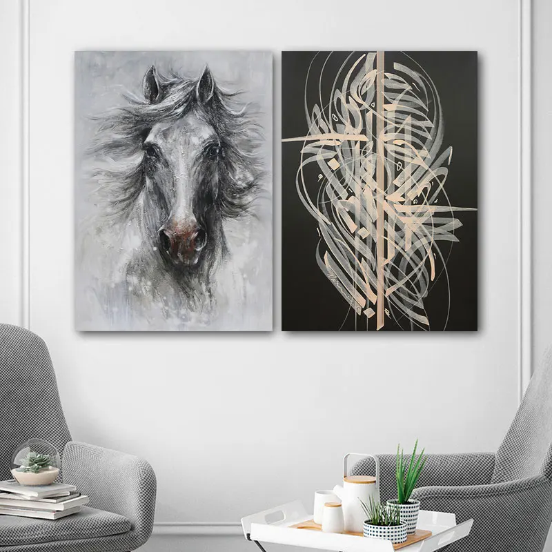 Абстрактные животные голова лошади настенные картины картина маслом холст живопись плакаты и принты для гостиной домашний декор No Фраем