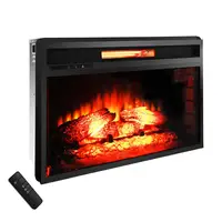 Electric Fireplace Electric Flame Heater ZOKOP 26" 1500w Embedded Inclined Wall Tile Fake Wood with Large Remote Control Black