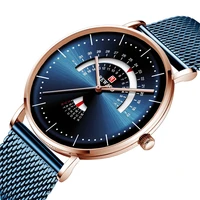 brand designer wristwatch mens creative functional week date dress watch for men steel blue sports clock waterproof relogio