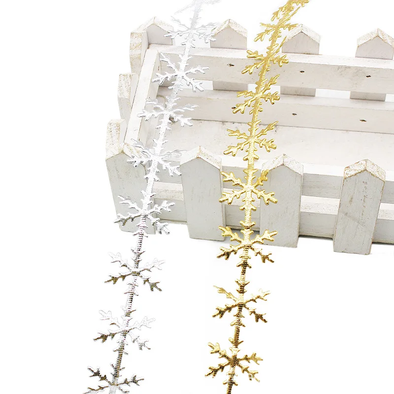 10 м новая имитация кожи золотистого и серебристого лента из снежинок кружевное