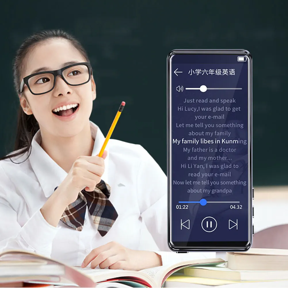 Bluetooth TF карта встроенный динамик учим английский запись usb зарядка MP4 плеер