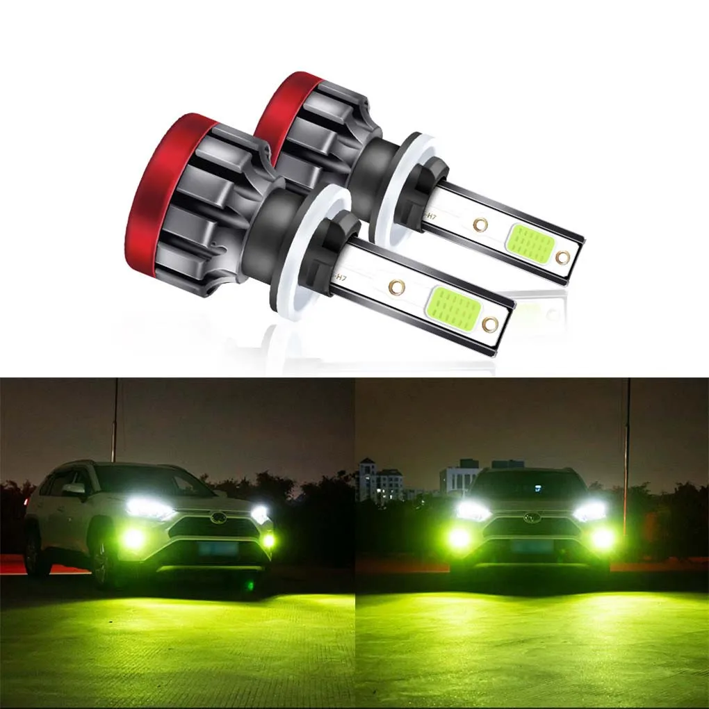 H27/880/881 Universal Bulbs 60W/Pair 6000LM EV LED Headlight Lemon Green Fog Lamp Bulb Beam Lights For Cars SUV Motorcycle Truck