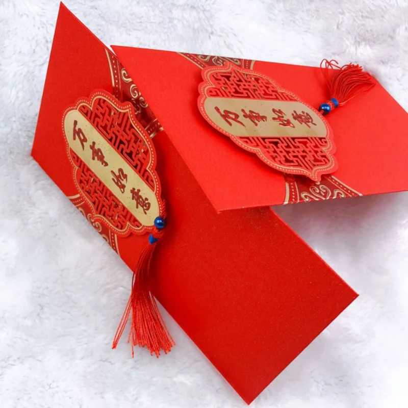 

New Chinese Knot Fringed Red Envelope Chinese New Year Red Envelope Festive Gift Bag