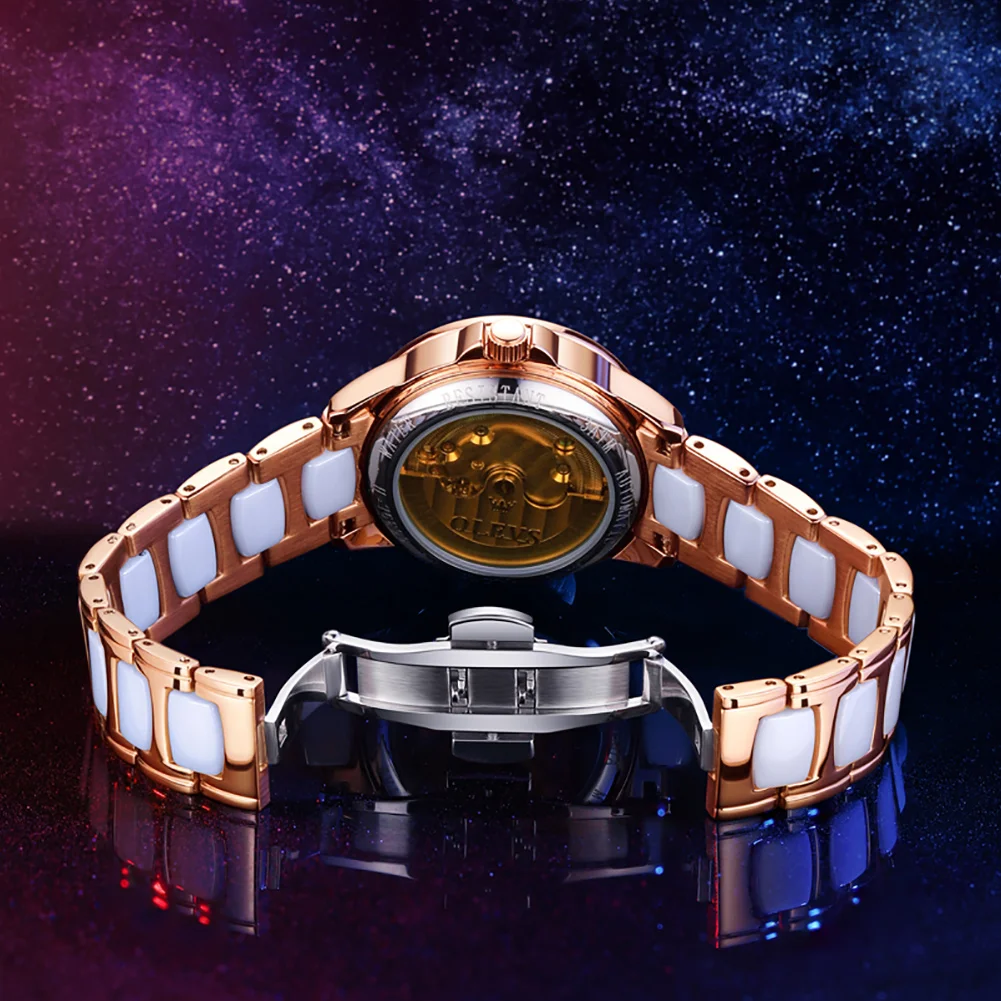 Luxury Watch For Women Automatic Wind Up Ceramics Strap 30M Waterproof Mechanical Wrist Watch Suit Gift Reloj de damas enlarge
