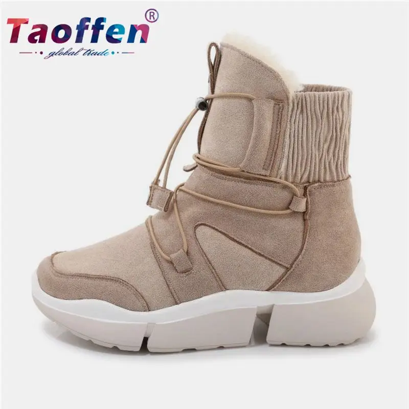Taoffen/5 цветов зимняя теплая прогулочная обувь из натуральной кожи женские теплые