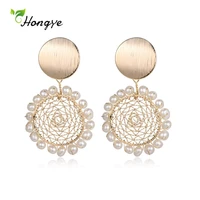 hongye round hollow multi pearl drop earrings for women fashion romantic girls birthday gifts brincos fine jewelry anniversary