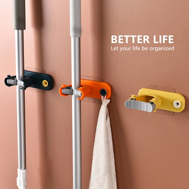 

Wall Mounted Mop Rack Hook Bathroom Mop Sticky Hanger Home Storage Rack Bathroom Suction Hanging Pipe Hooks
