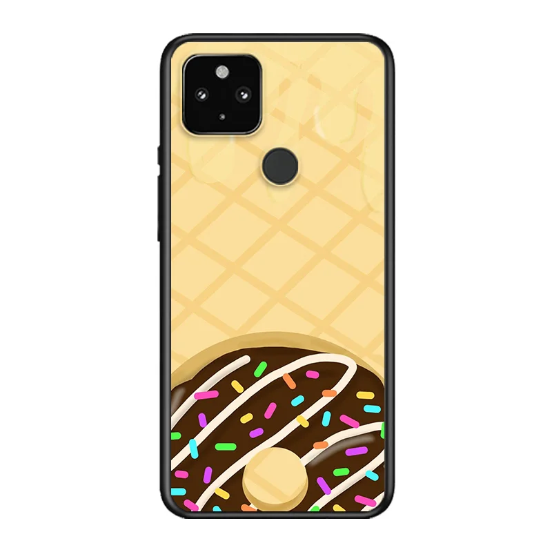 

Food Dessert Chocolate Soft TPU Silicone Black Cover For Google Pixel 5 4A 5G 4 XL Phone Case