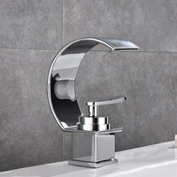 Chrome/Black Basin Faucets Brass Black Small C Flat Mouth Deck Mounted Single Handle Bathroom Faucet Sink Mixer Taps Torneira