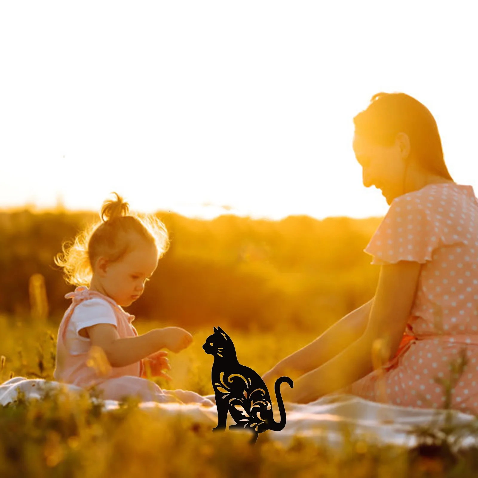 Силуэт черной кошки украшение для сада акриловые водонепроницаемые статуи кошек