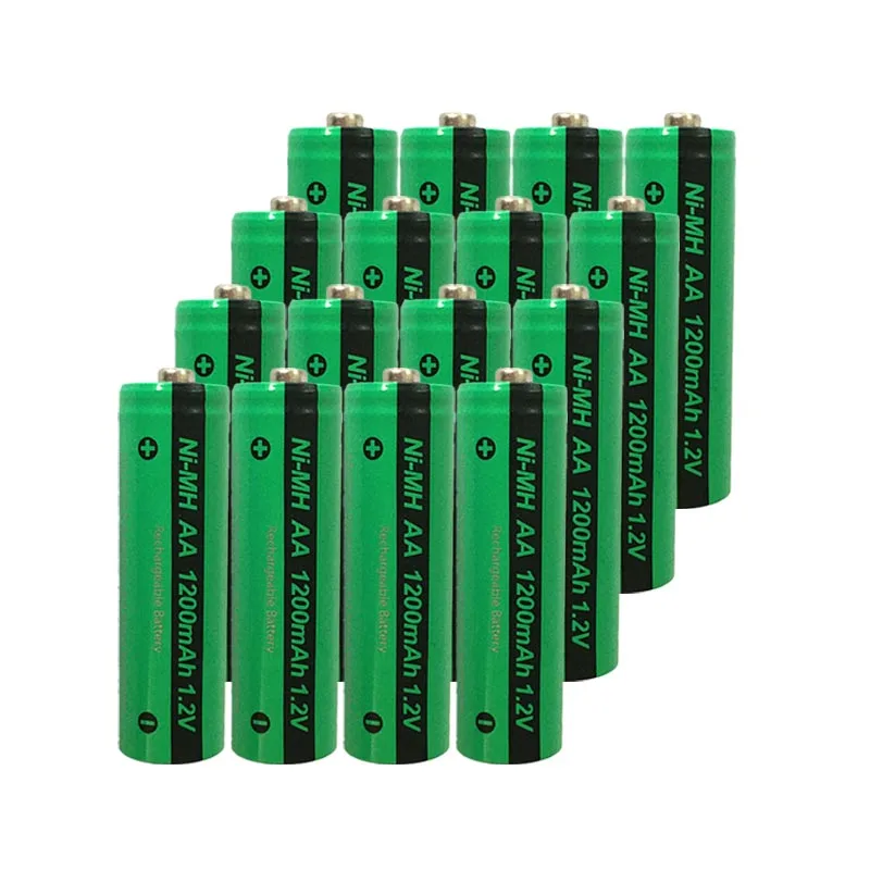 

16x NiMH AA Rechargeable Battery PKCELL 1200mAh 1.2V Ni-MH Industries Batteries Bateria button Top