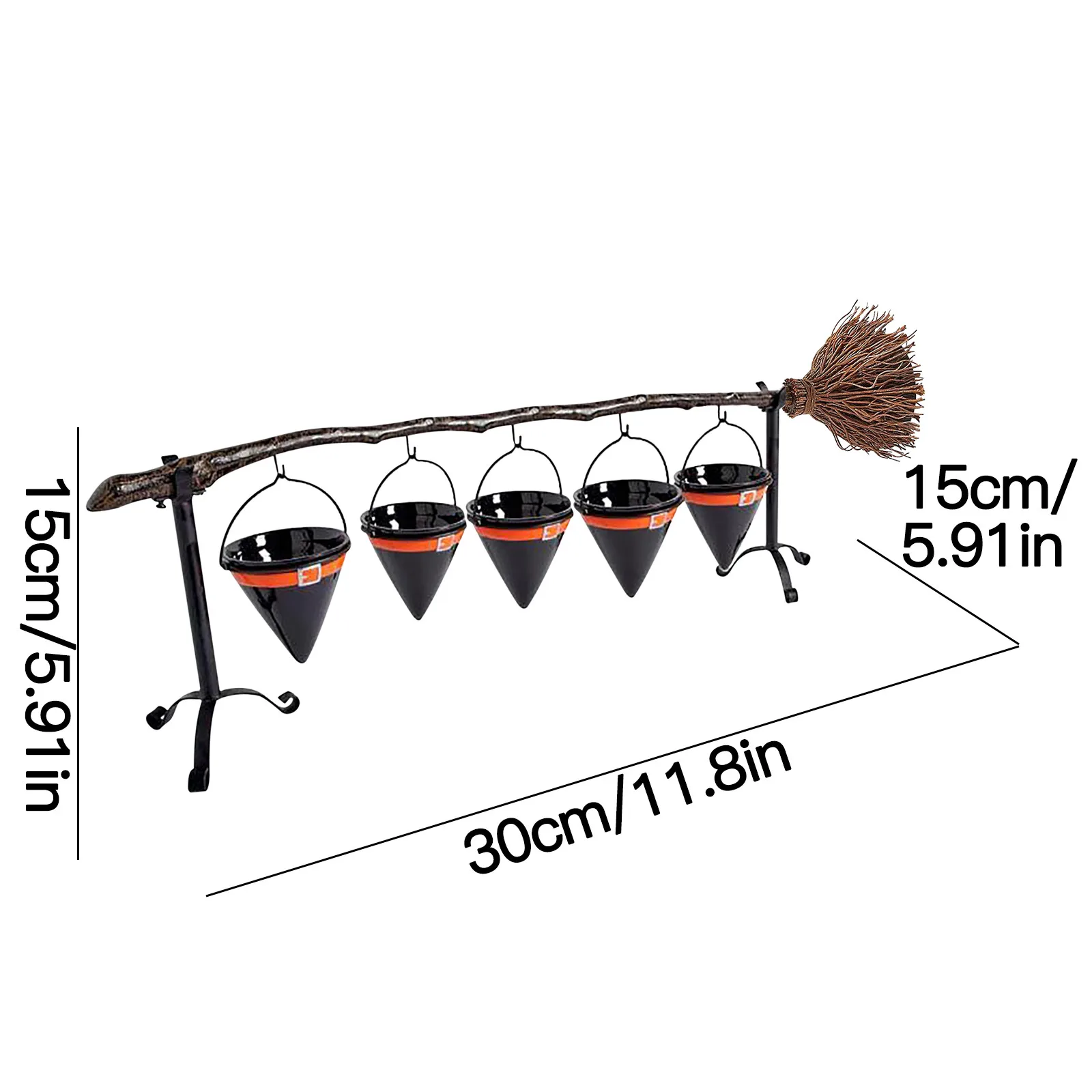 Broomstick Snack Bowl Stand Home Party Witch Hat Shelf Decor Halloween Creative Basket | Дом и сад