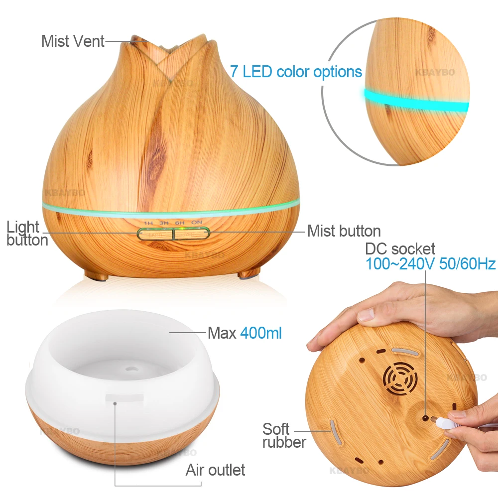 Увлажнитель воздуха ультразвуковой с отделкой под дерево 400 мл | Бытовая техника