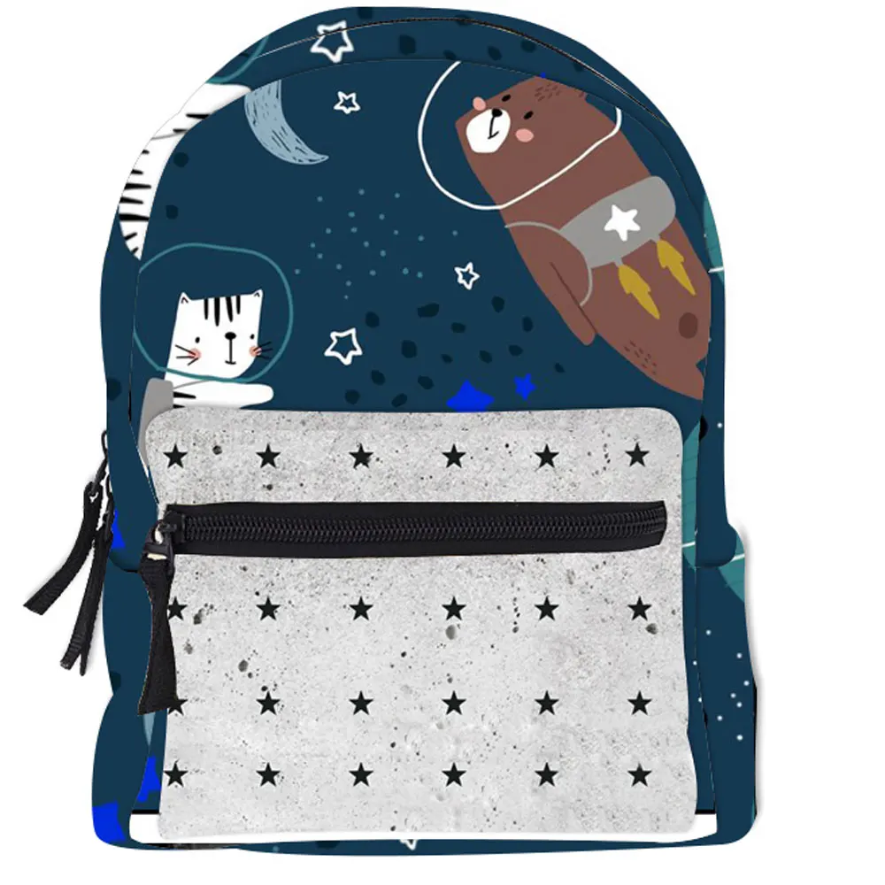 Cartoon School Backpack Cat Print Kawaii Children's SchoolBag Waterproof Lightweight Mini School Bag