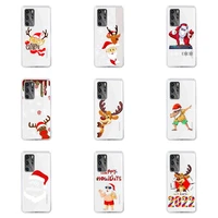 santa deer merry christmas snowflakes phone case for huawei p40 p30 p20 mate honor 10i 30 20 i 10 40 8x 9x pro lite transparent