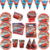 disney cars birthday party decorations kids favor lightning mcqueen paper cups plates disposable tablewares set party supplies