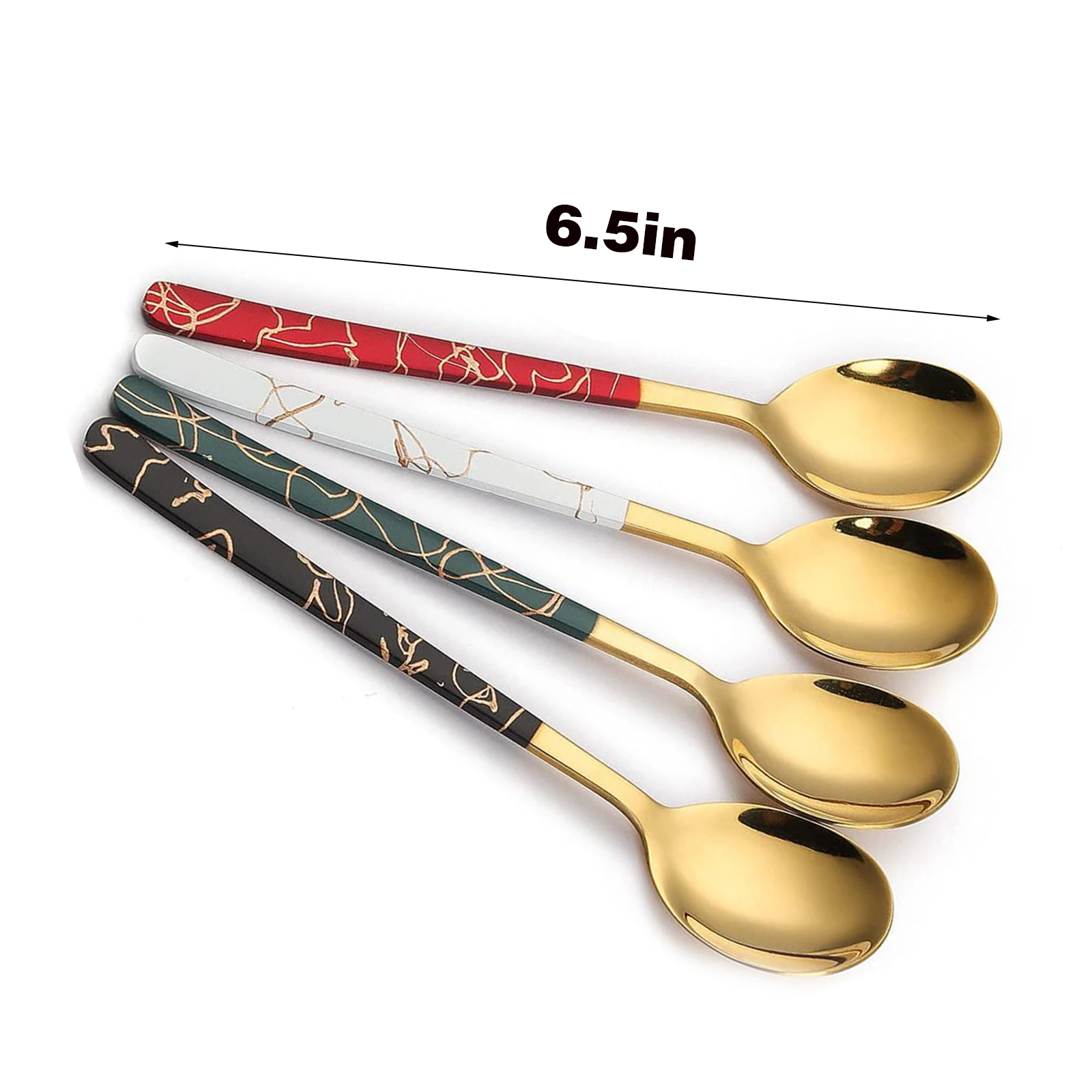 

4pcs Gold Teaspoons Small Dessert Spoons Stainless Steel Spoon for Coffee, Chocolate, Cake, Ice Cream Flatware Teaspoon Sets