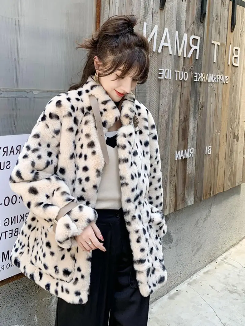 Fur Jacket Women Winter Young Models Furry Leopard Print Imitation Lamb Fur with Plush 2020 New Loose Fashion