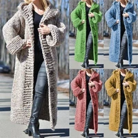 2020 long cardigan sweater women hooded autumn winter new warm solid long sleeve single breasted plus size sweater 5xl