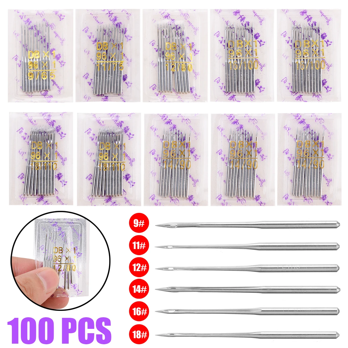 

100pcs/set Durable Home Domestic Knit DB*1 Industrial Sewing Machine Needles Kit For JUKI Singer Brother