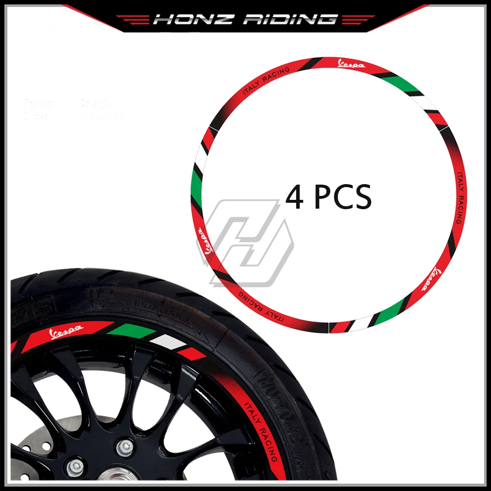 

Motorcycle Wheel Reflective Sticker Kit Case for Vespa GTS GTV Sprint 12 Inch Rim
